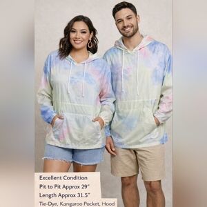 Spirit Jersey Tie Dye Hooded Windbreaker XXL Unisex Pastel
